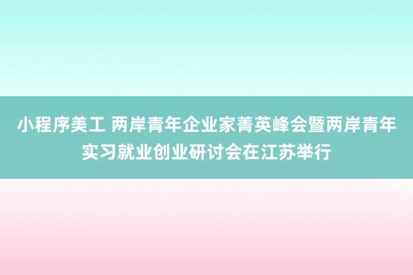 小程序美工 两岸青年企业家菁英峰会暨两岸青年实习就业创业研讨会在江苏举行